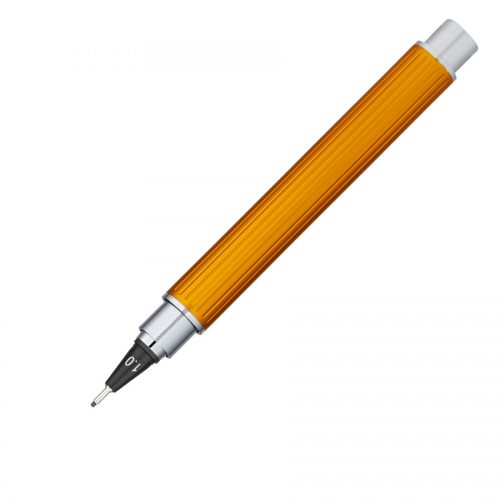 Yellow lacquer on vertical lines felt-tip pen